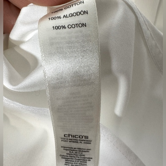 Chico’s No Iron Cotton Blend Stain Shield Tunic Shirt Blouse Size 2 (Large) - Picture 7 of 7